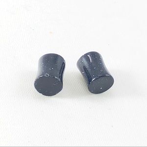 Handmade Acrylic Black & Blue Shimmer Saddle Plugs